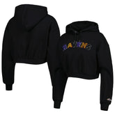 Baltimore Ravens The Wild Collective Women's Cropped Pullover Hoodie Black | NFL