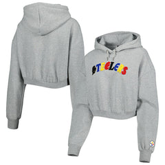 Pittsburgh Steelers The Wild Collective Women's Cropped Pullover Hoodie Gray | NFL