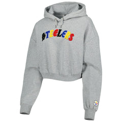Pittsburgh Steelers The Wild Collective Women's Cropped Pullover Hoodie Gray | NFL