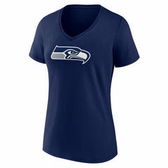 Seattle Seahawks Women's Icon Primary Logo V-Neck T-Shirt College Navy | Fanatics
