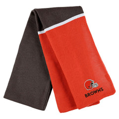 Cleveland Browns WEAR by Erin Andrews Women's Colorblock Cuffed Knit Hat with Pom and Scarf Set Orange | NFL