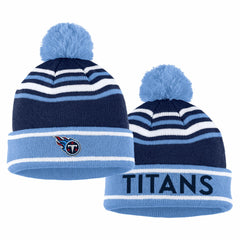 Tennessee Titans WEAR by Erin Andrews Women's Colorblock Cuffed Knit Hat with Pom and Scarf Set Navy | NFL