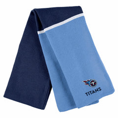 Tennessee Titans WEAR by Erin Andrews Women's Colorblock Cuffed Knit Hat with Pom and Scarf Set Navy | NFL