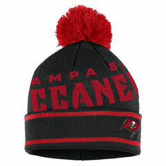 Tampa Bay Buccaneers WEAR by Erin Andrews Women's Double Jacquard Cuffed Knit Hat with Pom and Gloves Set Black | NFL