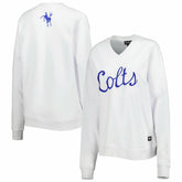 Indianapolis Colts The Wild Collective Women's Cheer V-Neck Fleece Pullover Sweatshirt White | NFL