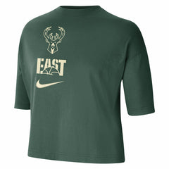 Milwaukee Bucks Women's Essential Boxy T-Shirt Hunter Green - NBA