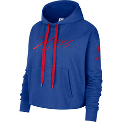 Philadelphia 76ers Women's Split Flip Courtside Cropped Pullover Hoodie Royal - NBA