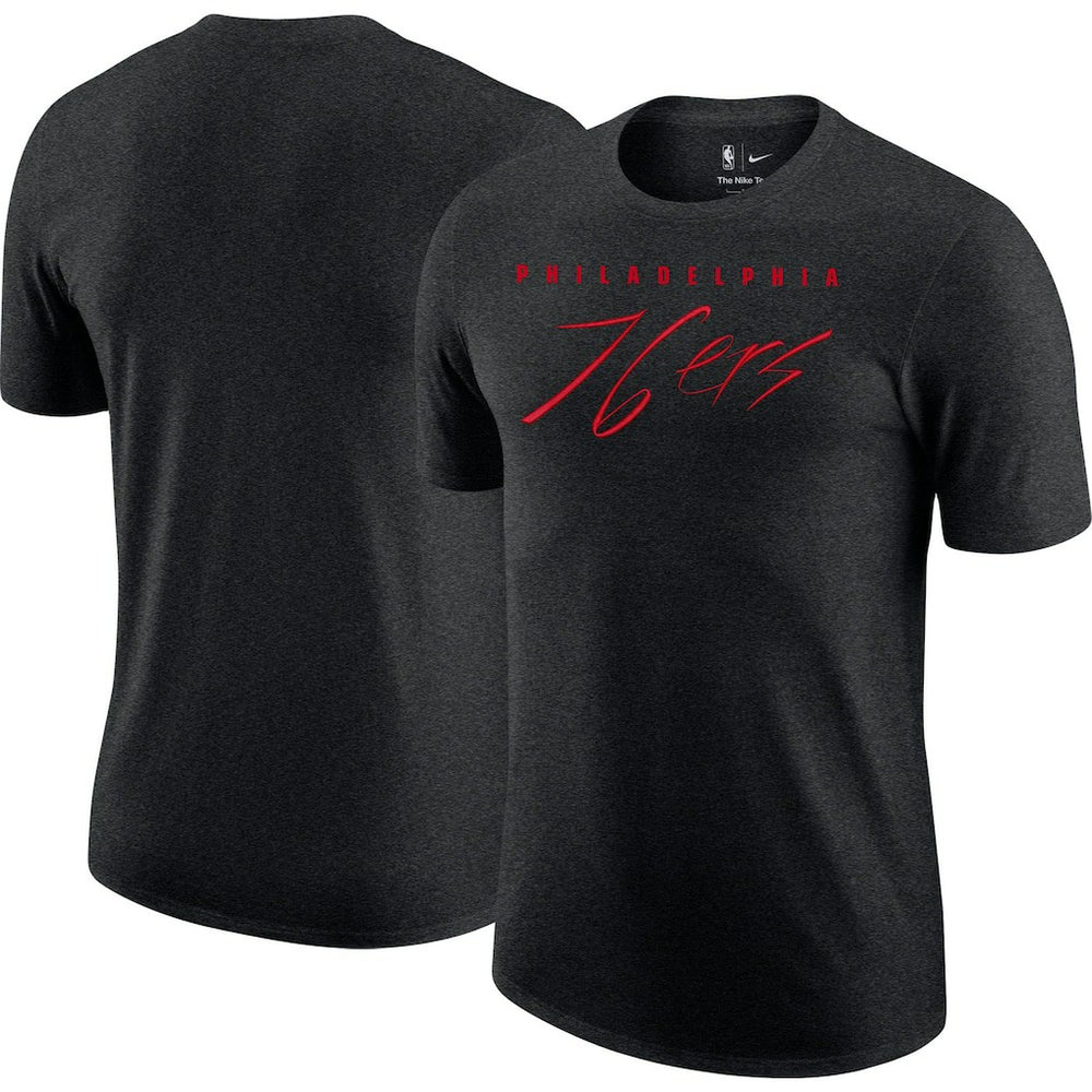 Philadelphia 76ers Courtside Versus Flight Max90 T-Shirt Heather Black - NBA