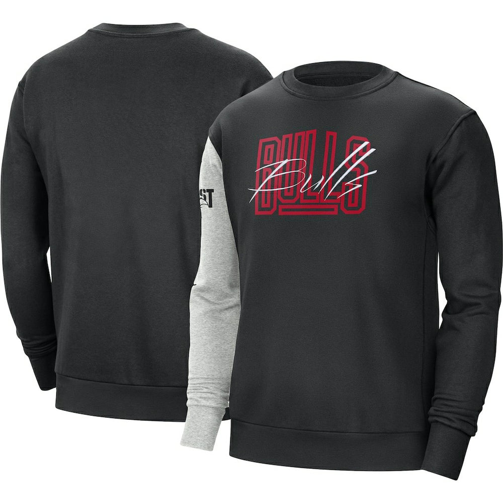 Chicago Bulls Courtside Versus Force & Flight Pullover Sweatshirt Black/Heather Gray - NBA
