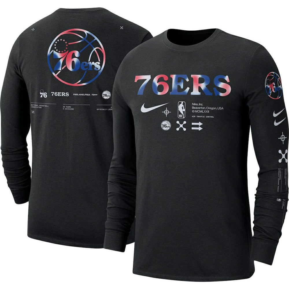 Philadelphia 76ers Essential Air Traffic Control Long Sleeve T-Shirt Black - NBA