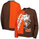 Cleveland Browns Women's Big Face Pullover Sweatshirt Orange/Brown | Mitchell & Ness
