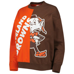 Cleveland Browns Women's Big Face Pullover Sweatshirt Orange/Brown | Mitchell & Ness