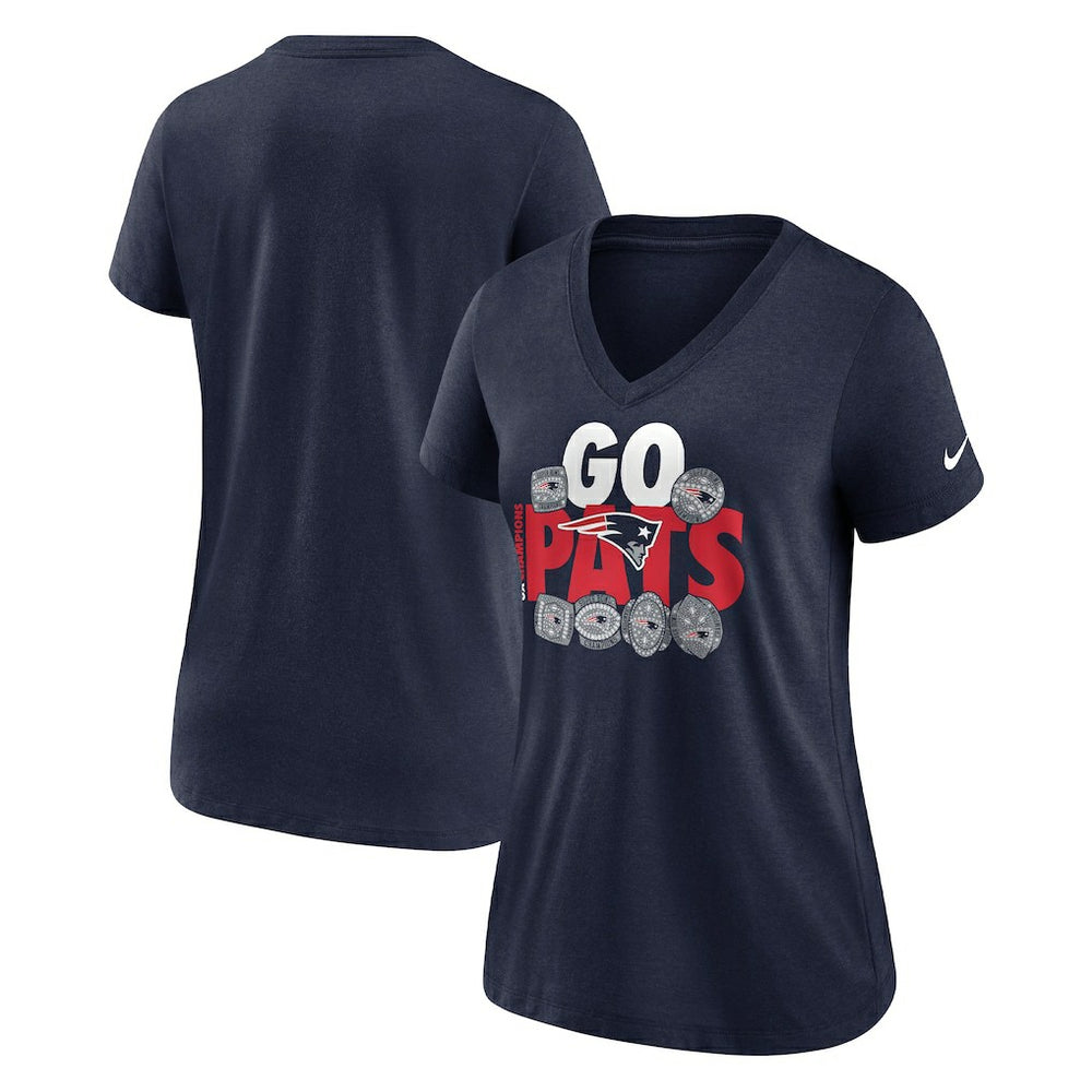New England Patriots Women's Hometown Collection Tri-Blend V-Neck T-Shirt Navy | Nike for Sale