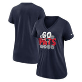 New England Patriots Women's Hometown Collection Tri-Blend V-Neck T-Shirt Navy | Nike for Sale