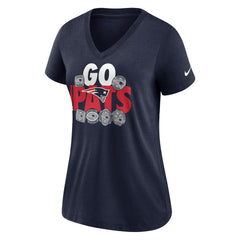 New England Patriots Women's Hometown Collection Tri-Blend V-Neck T-Shirt Navy | Nike for Sale