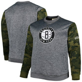 Brooklyn Nets Big & Tall Camo Stitched Sweatshirt Heather Charcoal - NBA