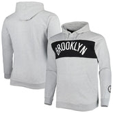 Brooklyn Nets Big & Tall Wordmark Pullover Hoodie Heather Gray - NBA