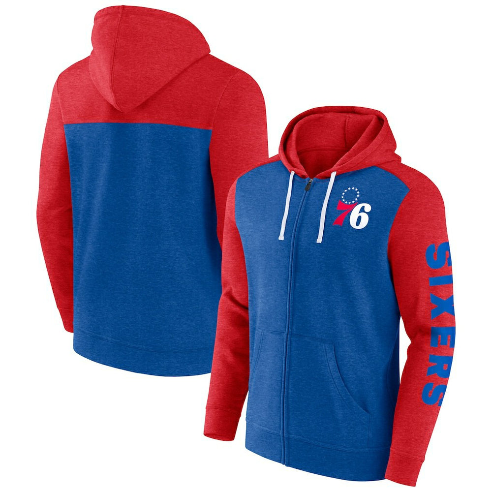 Philadelphia 76ers Big & Tall Down and Distance Full-Zip Hoodie Royal/Red - NBA