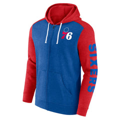 Philadelphia 76ers Big & Tall Down and Distance Full-Zip Hoodie Royal/Red - NBA