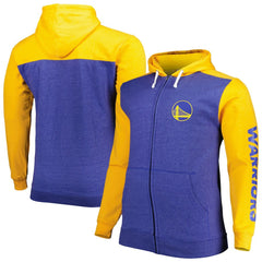 Golden State Warriors Big & Tall Down and Distance Full-Zip Hoodie Royal/Gold - NBA