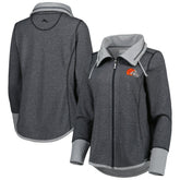 Cleveland Browns Women's Sport Sun Fade Full-Zip Sweatshirt Heathered Black | Tommy Bahama