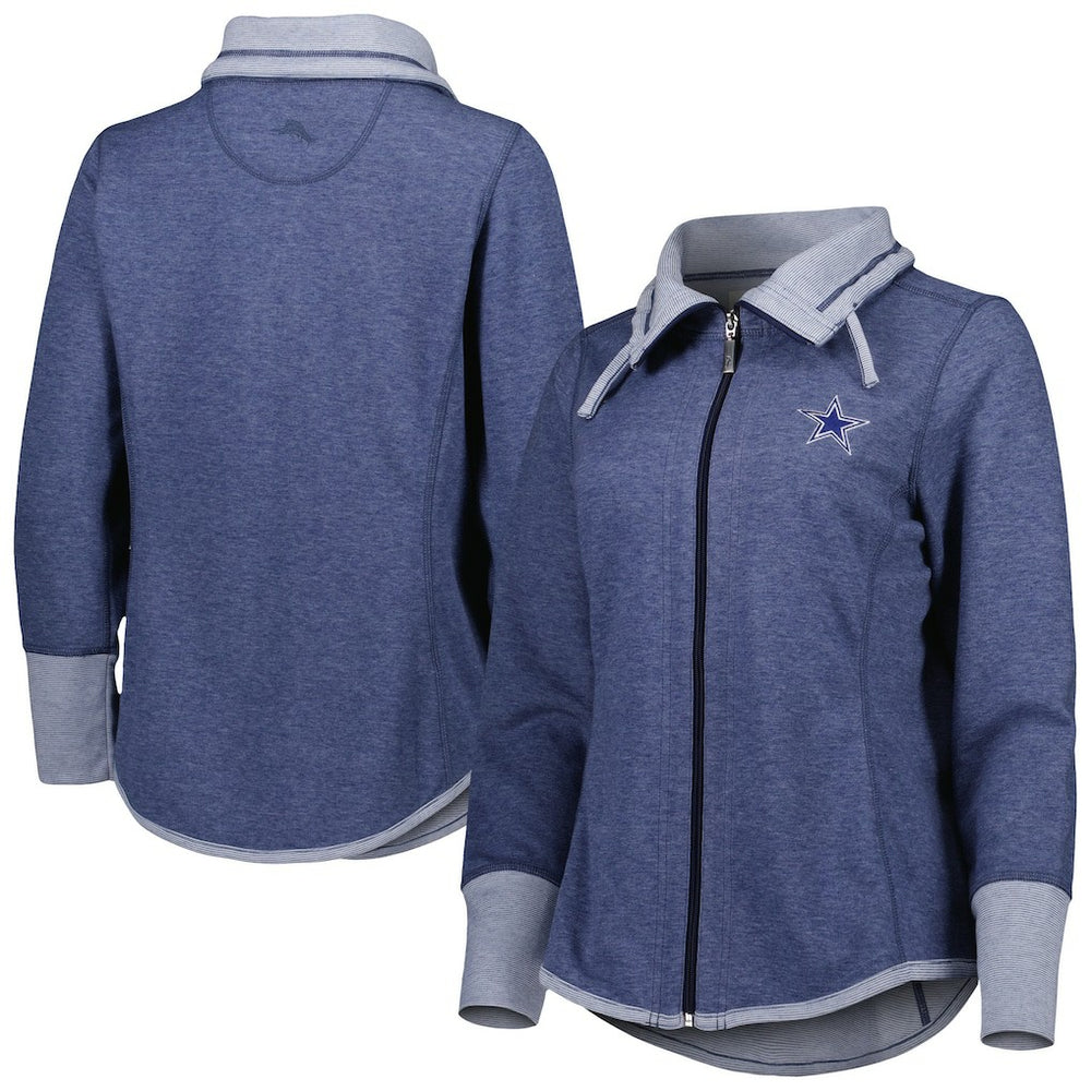 Dallas Cowboys Women's Sport Sun Fade Full-Zip Sweatshirt Heathered Navy | Tommy Bahama