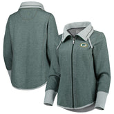 Green Bay Packers Women's Sport Sun Fade Full-Zip Sweatshirt Heathered Green | Tommy Bahama