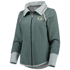 Green Bay Packers Women's Sport Sun Fade Full-Zip Sweatshirt Heathered Green | Tommy Bahama