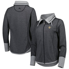 New Orleans Saints Women's Sport Sun Fade Full-Zip Sweatshirt Heathered Black | Tommy Bahama