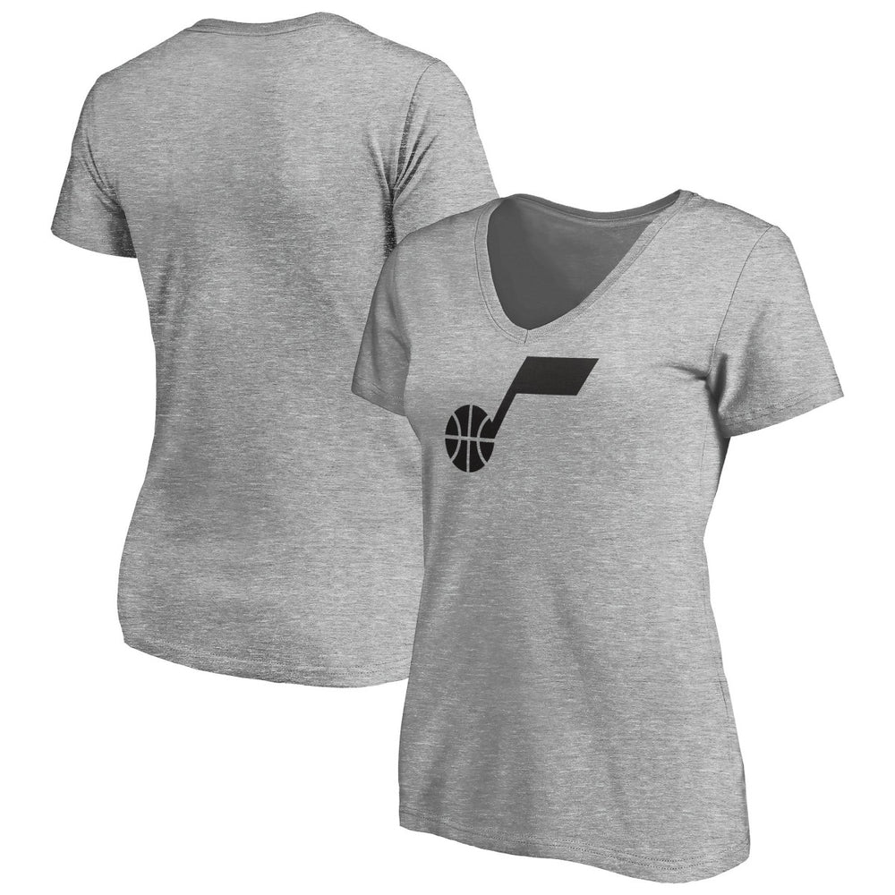 Utah Jazz Women's Primary Team Logo V-Neck T-Shirt Heathered Gray - NBA