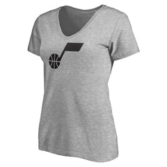 Utah Jazz Women's Primary Team Logo V-Neck T-Shirt Heathered Gray - NBA