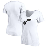 Utah Jazz Women's Primary Team Logo V-Neck T-Shirt White - NBA