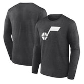 Utah Jazz Primary Logo Team Long Sleeve T-Shirt Heathered Charcoal - NBA