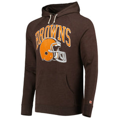 Cleveland Browns Homage Retro Helmet Tri-Blend Raglan Pullover Hoodie Brown | NFL