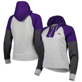 Baltimore Ravens Antigua Women's Lightweight Jackpot Raglan Half-Zip Pullover Hoodie Heather Gray | NFL