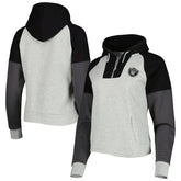 Las Vegas Raiders Antigua Women's Lightweight Jackpot Raglan Half-Zip Pullover Hoodie Heather Gray | NFL