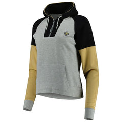 New Orleans Saints Antigua Women's Lightweight Jackpot Raglan Half-Zip Pullover Hoodie Heather Gray | NFL