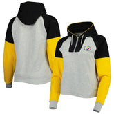 Pittsburgh Steelers Antigua Women's Lightweight Jackpot Raglan Half-Zip Pullover Hoodie Heather Gray | NFL