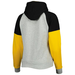 Pittsburgh Steelers Antigua Women's Lightweight Jackpot Raglan Half-Zip Pullover Hoodie Heather Gray | NFL