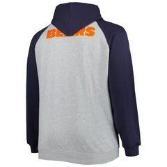 Chicago Bears Big & Tall Fleece Raglan Full-Zip Hoodie Jacket Heather Gray | NFL