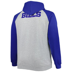 Buffalo Bills Big & Tall Fleece Raglan Full-Zip Hoodie Jacket Heather Gray | NFL