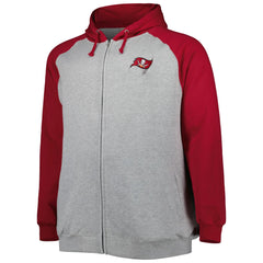 Tampa Bay Buccaneers Big & Tall Fleece Raglan Full-Zip Hoodie Jacket Heather Gray | NFL