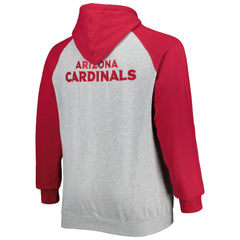 Arizona Cardinals Big & Tall Fleece Raglan Full-Zip Hoodie Jacket Heather Gray | NFL