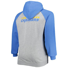 Los Angeles Chargers Big & Tall Fleece Raglan Full-Zip Hoodie Jacket Heather Gray | Fanatics