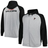 Atlanta Falcons Big & Tall Fleece Raglan Full-Zip Hoodie Jacket Heather Gray | NFL