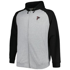 Atlanta Falcons Big & Tall Fleece Raglan Full-Zip Hoodie Jacket Heather Gray | NFL