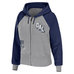 Dallas Cowboys WEAR by Erin Andrews Women's Colorblock Lightweight Full-Zip Hoodie Silver | NFL