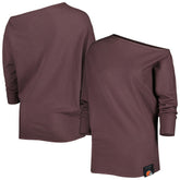Cleveland Browns KIYA TOMLIN Women's Twisted Tri-Blend Asymmetrical 3/4-Dolman Sleeve Sweatshirt Brown | NFL