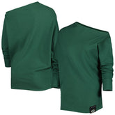 Green Bay Packers KIYA TOMLIN Women's Twisted Tri-Blend Asymmetrical 3/4-Dolman Sleeve Sweatshirt Green | NFL