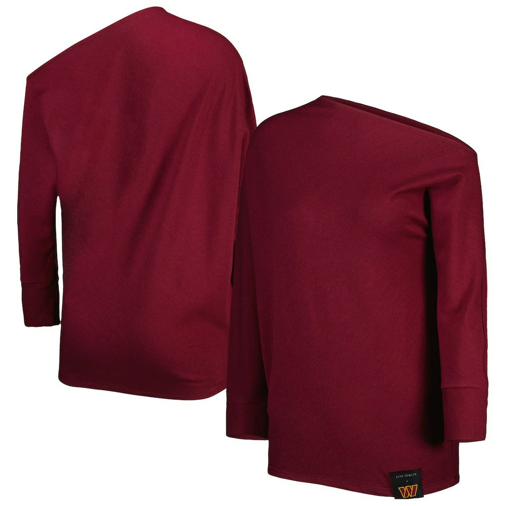 Washington Commanders KIYA TOMLIN Women's Twisted Tri-Blend Asymmetrical 3/4-Dolman Sleeve Sweatshirt Burgundy | NFL